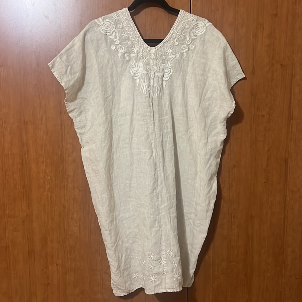 NWT Kyla Seo 100% Linen Laramie Dress, Embroidered Flax Boho Size: Small